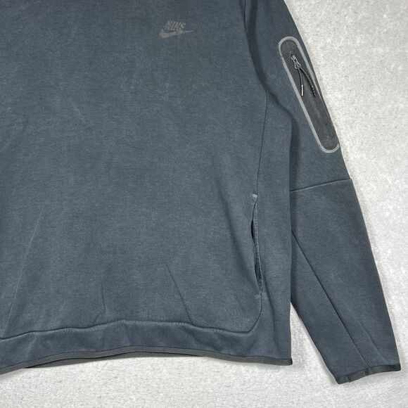Nike Sportswear Tech Fleece Sweatshirt Men's Large Pullover Hoodie Triple/ Black - Picture 4 of 11